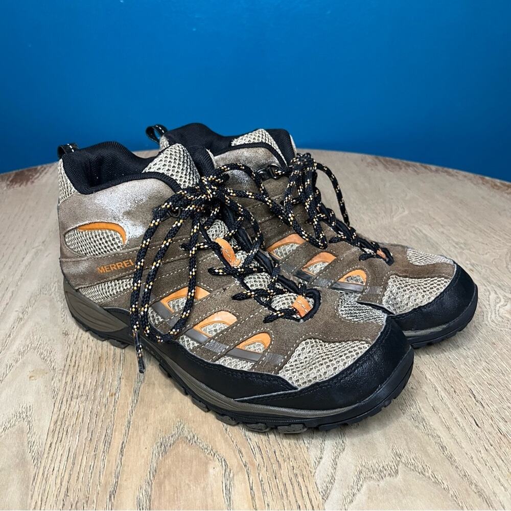 Merrell Kids Chameleon 4 Hiking Mid Vent Boots Lace Up Waterproof Brown Size 5.5